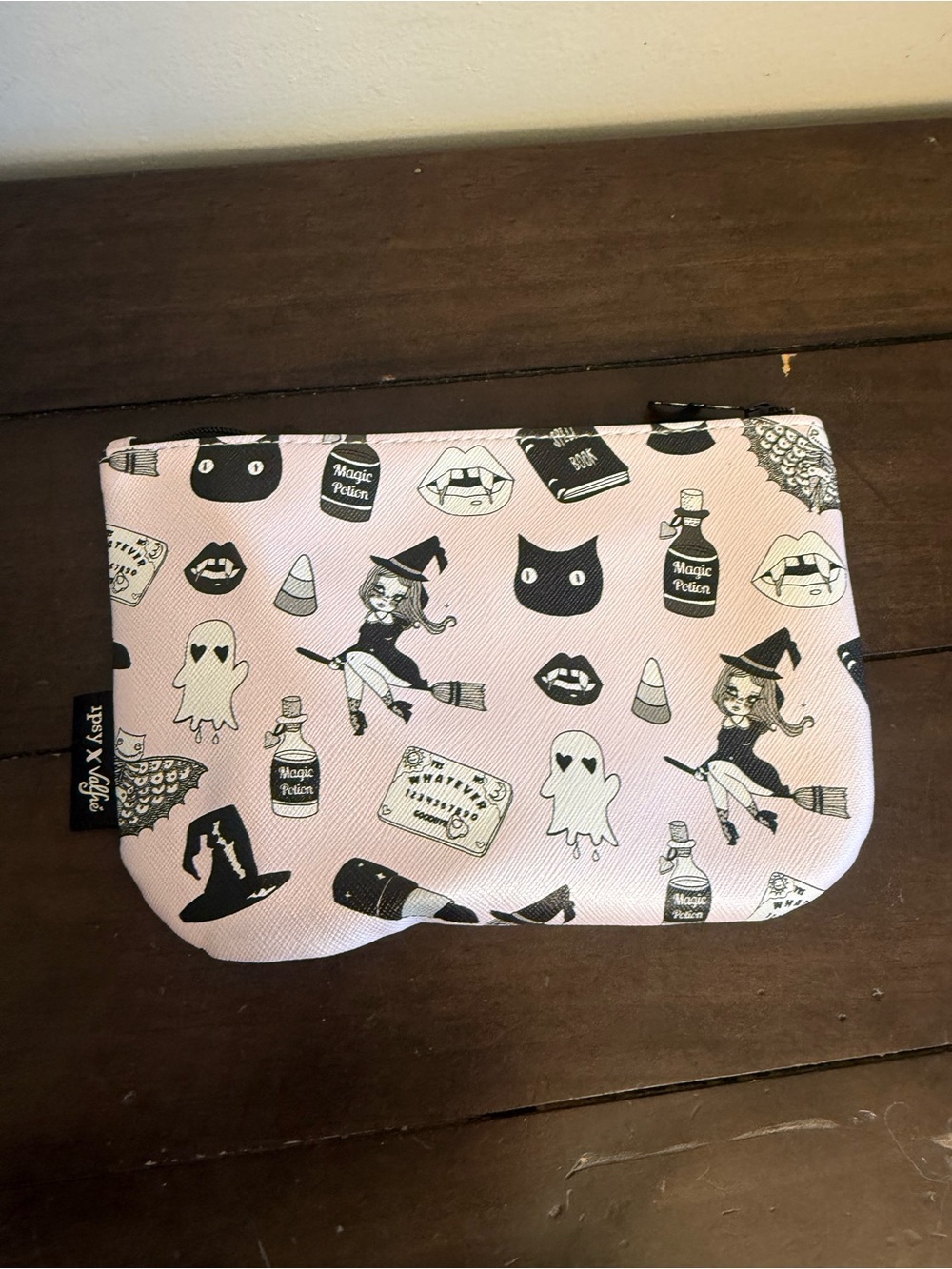 Ipsy x Valfré Halloween Witch Print Makeup Bag Pink Black